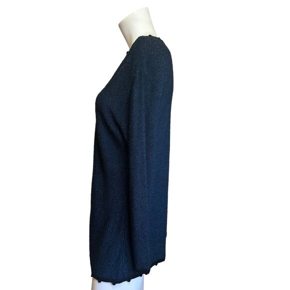 Vintage Brenda French for French Rags Blue Cardigan Sweater With Black Trim M/L - Picture 3 of 8